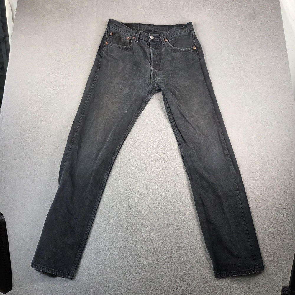 VTG Levis 501 Jeans Mens 29x30 Black Button Fly Made in USA 90s Tag 31x32